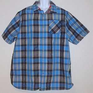 The North Face Blue Plaid Button Down Short Sleeve